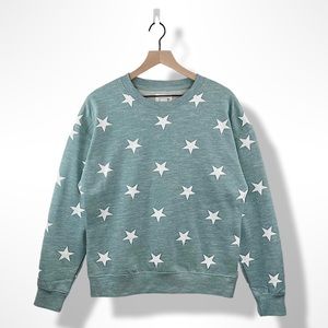 SOFT BRUSHED FLEECE STAR PRINT PULLOVER SWEATSHIRT